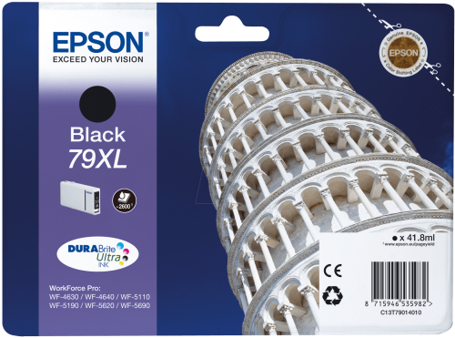 Epson+79XL+Tower+of+Pisa+Black+High+Yield+Ink+Cartridge+42ml+-+C13T79014010