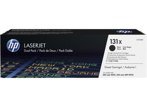 HP 131X Black High Yield Toner 2.4K pages Twinpack for HP LaserJet Pro M251/M276 - CF210XD