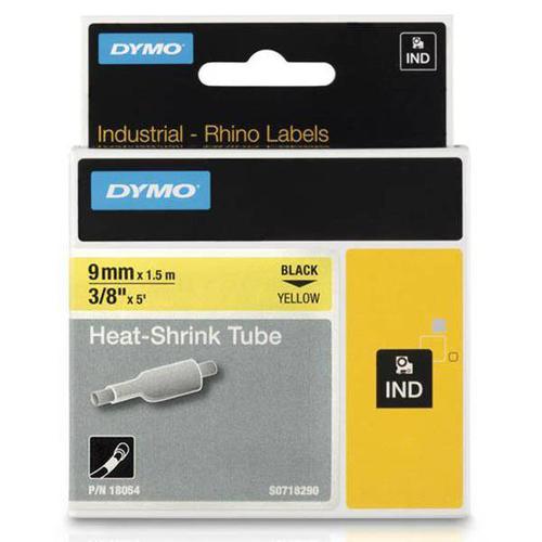 Labelling Tapes & Labels Dymo Rhino Industrial Heat Shrink Tube 9mmx1.5m Black on Yellow 18054