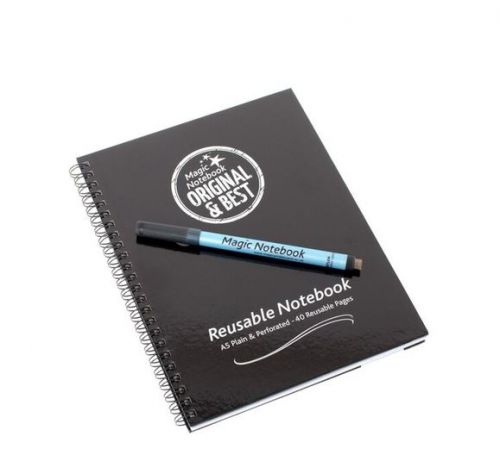 Spiral Note Books Magic Whiteboard A5 Wirebound Hard Cover Reusable Notebook Plain 40 Pages Black