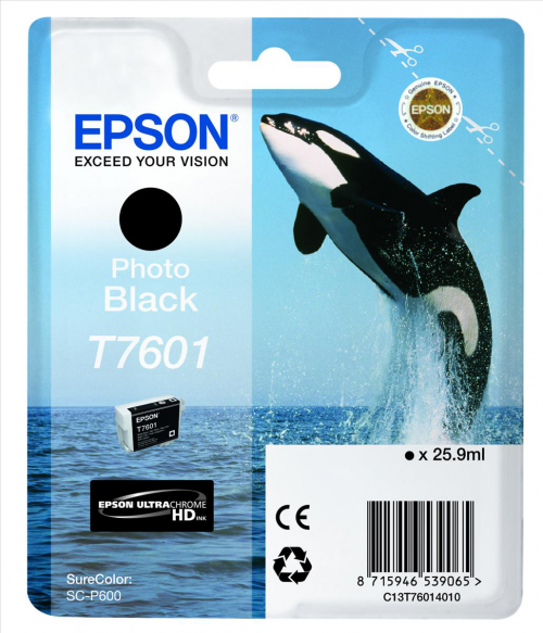 Epson+T7601+Killer+Whale+Photo+Black+Standard+Capacity+Ink+Cartridge+26ml+-+C13T76014010