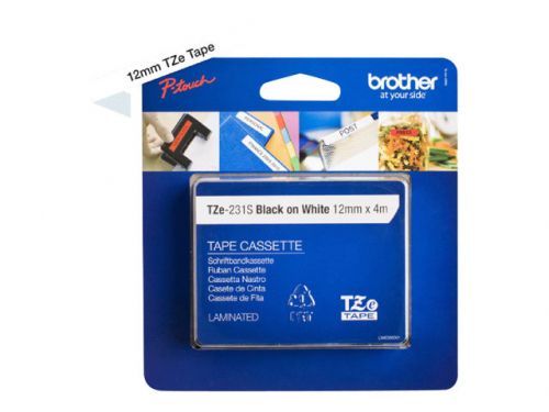 Brother+Black+On+White+Label+Tape+12mm+x+4m+-+TZE231S2