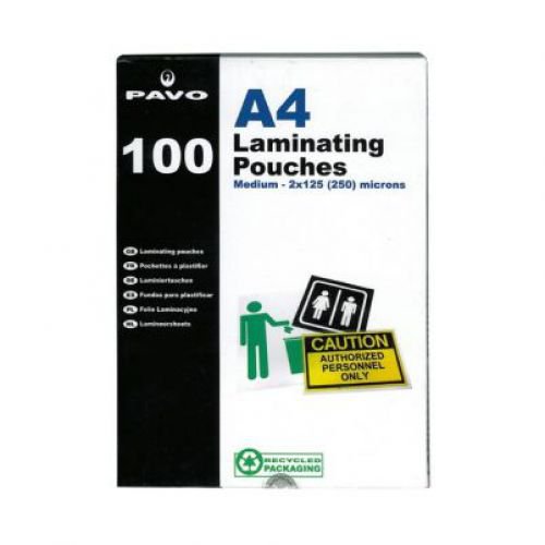 Pavo+Laminating+Pouch+2x125+Micron+A4+Gloss+%28Pack+100%29+8005710
