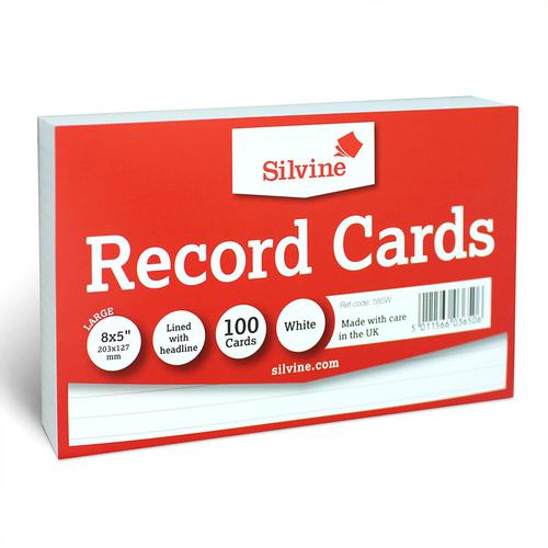 ValueX+Record+Cards+Ruled+Both+Sides+203x127mm+White+%28Pack+100%29+-+585W