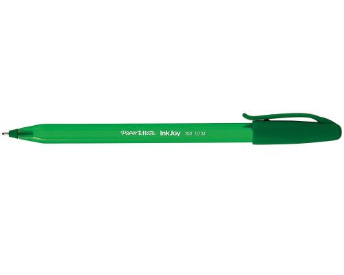 Ball Point Pens Paper Mate InkJoy 100 Ballpoint Pen 1.0mm Tip 0.7mm Line Green (Pack 50)