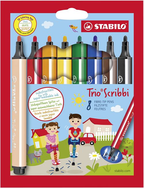 STABILO Scribbi Pen 1.5-2mm Line Assorted Colours (Wallet 8)