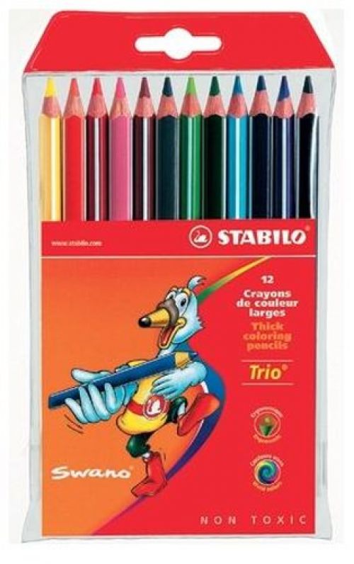 Pencils (Wood Case) STABILO Trio Thick Colouring Pencil Assorted Colours (Pack 12)