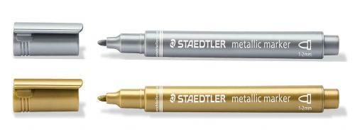 Staedtler Metallic Marker Bullet Tip 1-2mm Line Gold and Silver (Pack 2) - 8323-SBK2