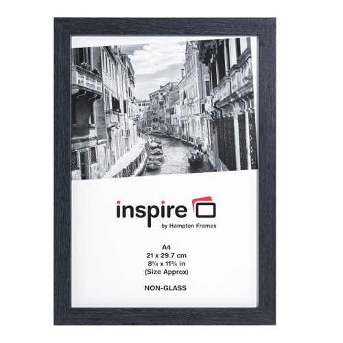 Photo Album Co Certificate/Photo Frame A4 Paperwrap Wood Frame Plastic Front Dark Grey - WESA4GRYNG