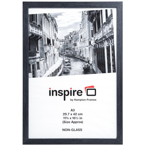 Photo Album Co Certificate/Photo Frame A3 Paperwrap Wood Frame Plastic Front Dark Grey