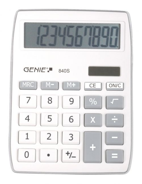 Genie 840S 10 Digit Desktop Calculator Silver - 12262