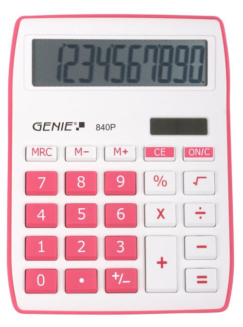 Desktop Calculator Genie 840P 10 Digit Desktop Calculator Pink