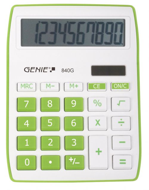 Genie 840G 10 Digit Desktop Calculator Green - 12266