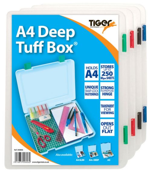 Storage Boxes Tiger Tuff Box Polypropylene A4 Deep Clear