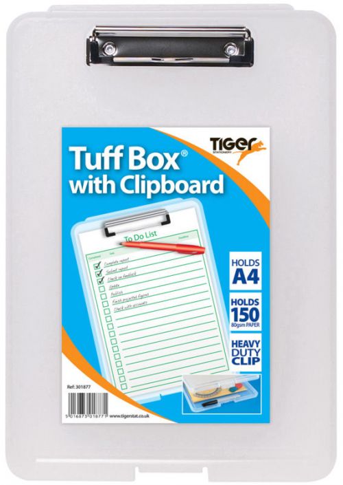 Tiger+Tuff+Box+with+Clipboard+Polypropylene+A4+Clear+-+301877