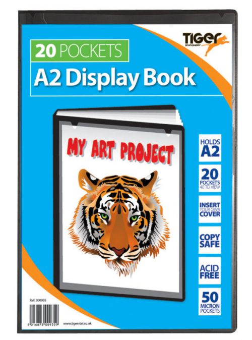 Display Books Tiger A2 Presentation Display Book 20 Pocket Black