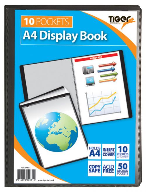 Tiger A4 Presentation Display Book 10 Pocket Black - 300931