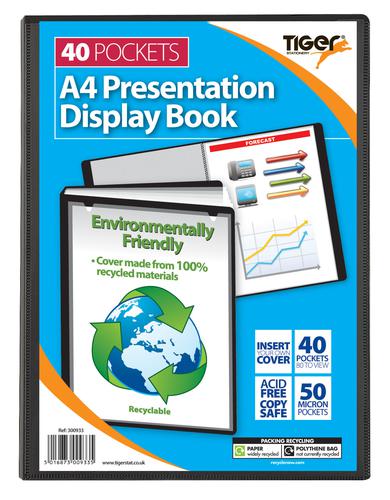 Tiger A4 Presentation Display Book 40 Pocket Black