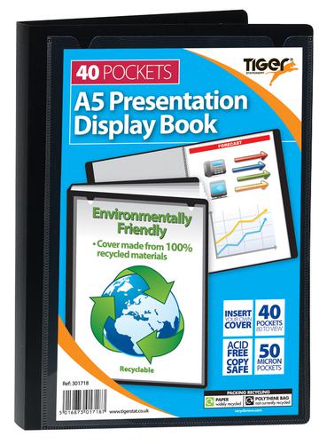 Display Books Tiger A5 Presentation Display Book 40 Pocket Black