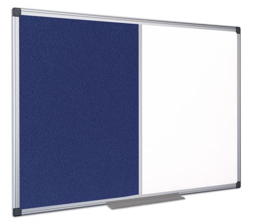 Bi-Office Maya Combination Board Blue Felt/Non Magnetic Whiteboard Aluminium Frame 1800x1200mm
