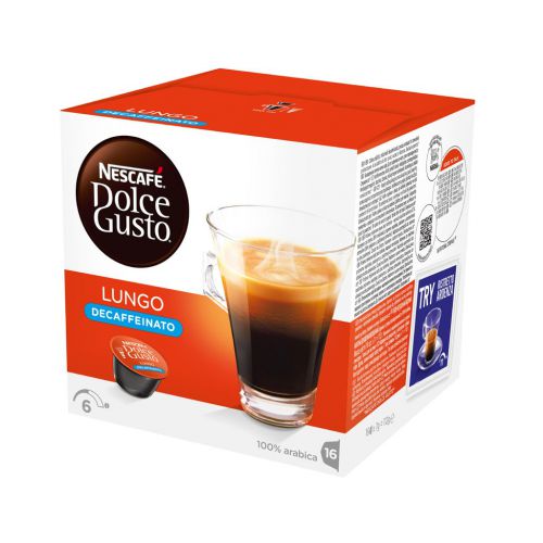 Coffee Nescafe Dolce Gusto Cafe Lungo Decaffeinated Coffee 16 Capsules (Pack 3)