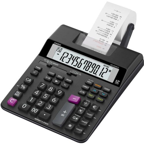 Printing Calculator Casio HR-200RCE 12 Digit Printing Calculator Black HR-200RCE-W-EC