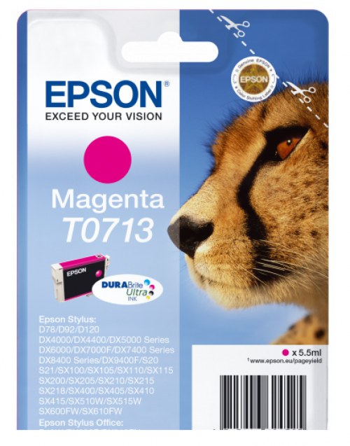 Epson T0713 Cheetah Magenta Standard Capacity Ink Cartridge 6ml - C13T07134012