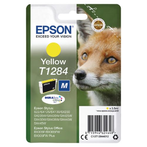 Epson+T1284+Fox+Yellow+Standard+Capacity+Ink+Cartridge+3.5ml+-+C13T12844012
