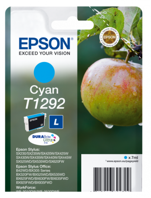 Epson T1292 Apple Cyan Standard Capacity Ink Cartridge 7ml - C13T12924012