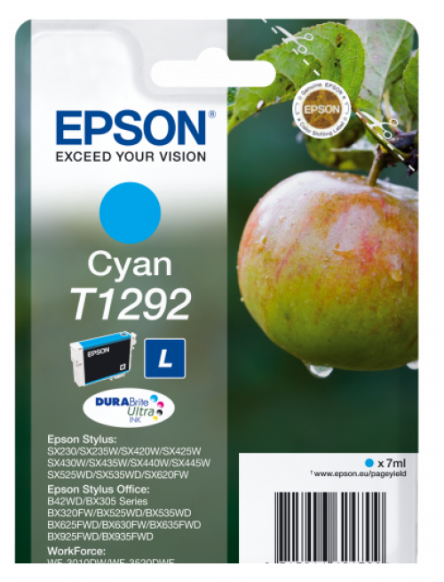 Epson+T1292+Apple+Cyan+Standard+Capacity+Ink+Cartridge+7ml+-+C13T12924012