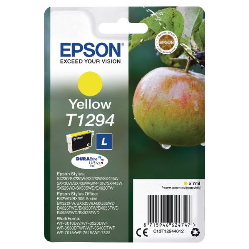Epson+T1294+Apple+Yellow+Standard+Capacity+Ink+Cartridge+7ml+-+C13T12944012