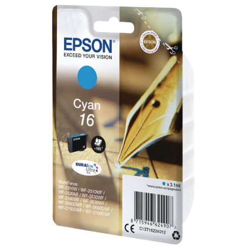 Epson 16 Pen and Crossword Cyan Standard Capacity Ink Cartridge 3ml - C13T16224012