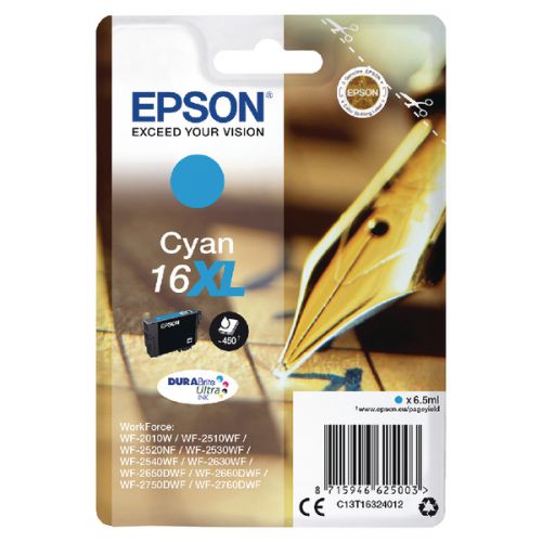 Epson+16XL+Pen+and+Crossword+Cyan+High+Yield+Ink+Cartridge+6.5ml+-+C13T16324012