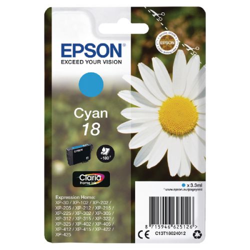 Epson+18+Daisy+Cyan+Standard+Capacity+Ink+Cartridge+3ml+-+C13T18024012