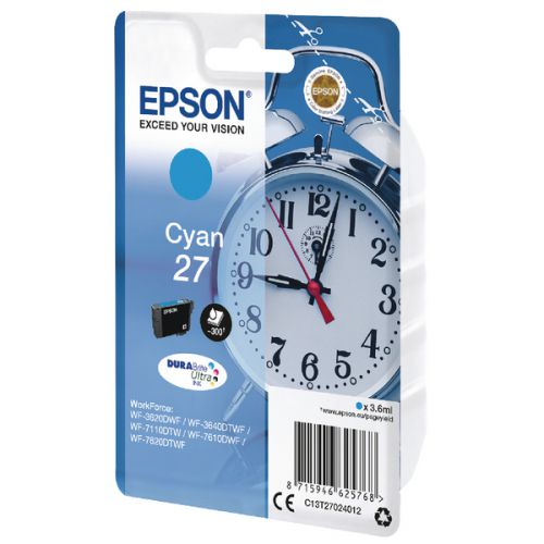 Epson+27+Alarm+Clock+Cyan+Standard+Capacity+Ink+Cartridge+4ml+-+C13T27024012