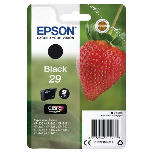 Epson+29+Strawberry+Black+Standard+Capacity+Ink+Cartridge+5ml+-+C13T29814012