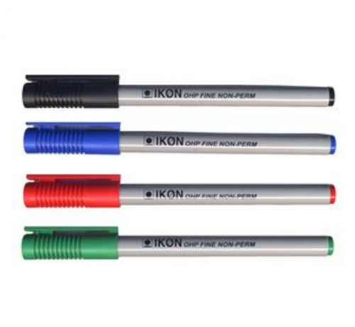 Non-Permanent Markers ValueX OHP Pen Non-Permanent Fine 0.4mm Line Assorted Colours (Pack 4)