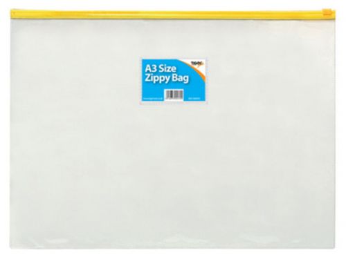 Tiger Zippy Bag Polypropylene A3 180 Micron Clear with Assorted Colour Zips