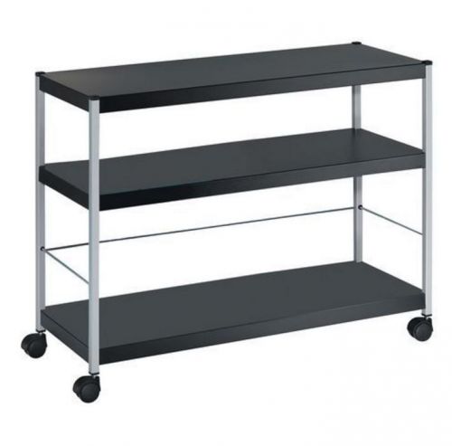 Filing Fast Paper Mobile Trolley Extra Large 3 Shelves Black/Silver