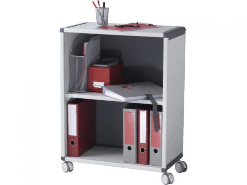 Fast Paper Mobile Bookcase 2 Compartment 1 Shelf Grey/Charcoal