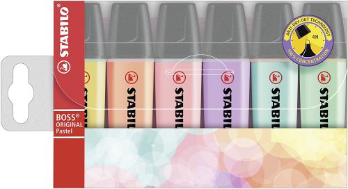 STABILO Boss Original Highlighter Pens Chisel Tip 2-5mm Line - Assorted  Colours (Pack of 4)