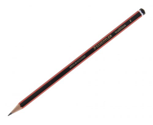 Pencils (Wood Case) Staedtler 110 Tradition F Pencil Red/Black Barrel (Pack 12)