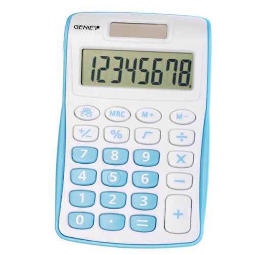 Genie 120B 8 Digit Pocket Calculator Blue