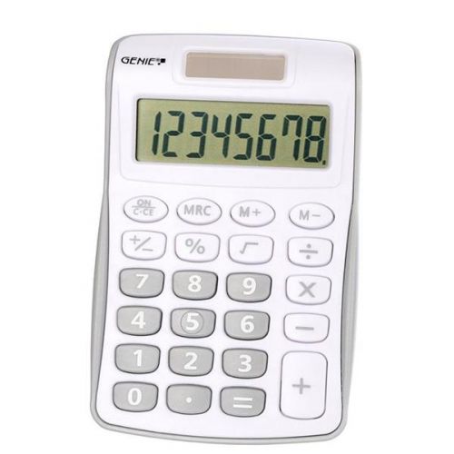 Handheld Calculator Genie 120B 8 Digit Pocket Calculator Silver