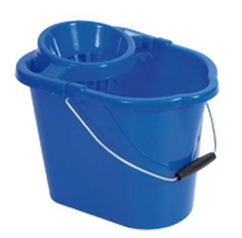 ValueX+Plastic+Mop+15L+Bucket+With+Wringer+And+Handle+Blue+0907053