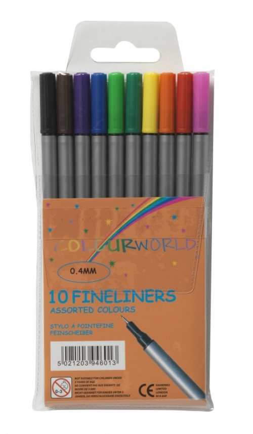 ValueX+Fineliner+Pen+0.4mm+Line+Assorted+Colours+%28Pack+10%29+-+729700