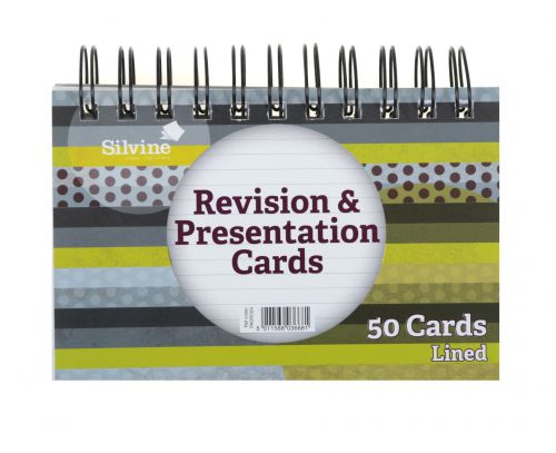 Record Cards Silvine Revision and Presentation Cards Ruled 152x102mm Twinwire Pad White (Pack 50)