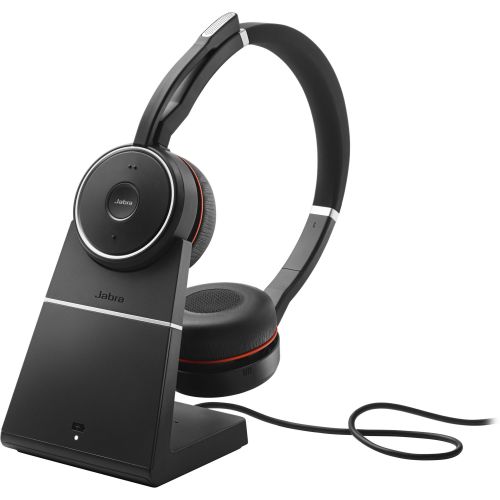 Headsets Jabra Evolve 75 UC Stereo Active Noise Cancelling Bluetooth 4.2 Headset Includes Jabra Link 370 USB Adapter and Charging Stand