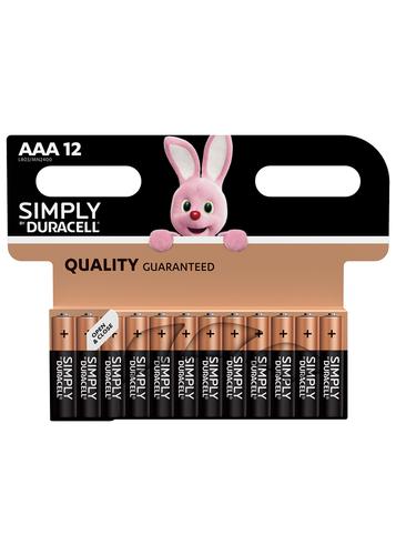 AAA Duracell Simply AAA Alkaline Batteries (Pack 12)