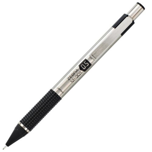 Ball Point Pens Zebra F-301 Deluxe Retractable Ballpoint Pen 1.0mm Tip 0.5mm Line Stainless Steel Barrel Black Ink (Pack 2)